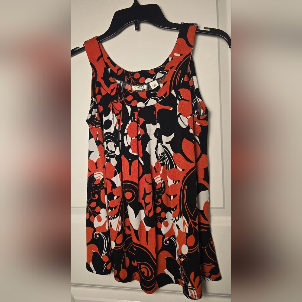 Cato Women's Sleeveless Top - Black, Orange, and White Size S